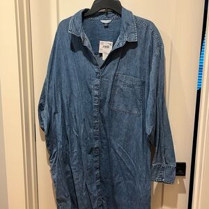 Blue Denim Button-Up Shirt Dress